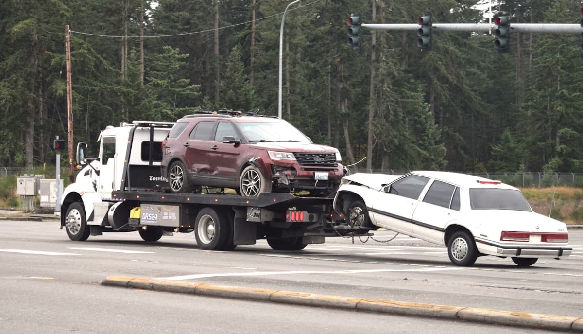 Recovery tow truck on the road